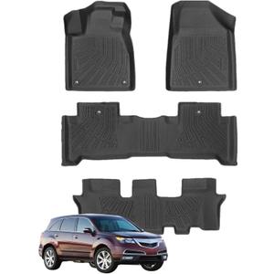 Priprilod Floor Mats Fit for Acura MDX 2007-2013 All Weather Protector TPE Floor Liners Custom Fit Car Mats Non-Slip