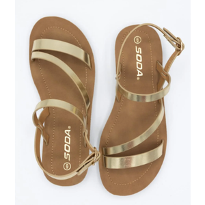 Soda Casual Sandals, Gold Size 6