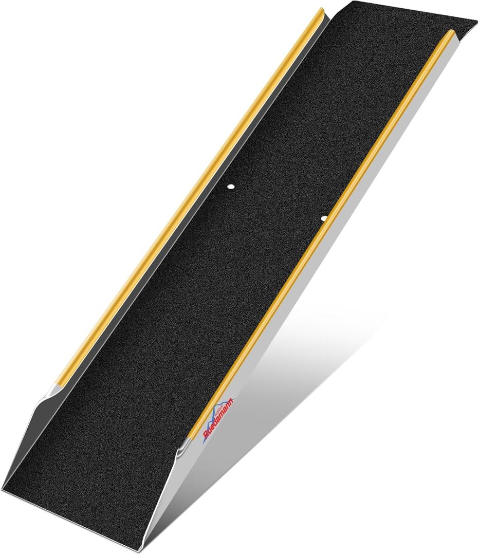 Ruedamann 48" Aluminum Shed Ramp, 600 lbs Capacity Loading Ramp for Lawn Mowers, 9.8'' Wide Lightweight Non-Slip Truck Bed Ramps for Motorcycle, ATV, UTV, Dirt Bike, E-Bike, Bicycle, 1 PC