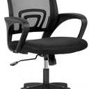 Home Office Chair Ergonomic Desk Chair Mid-Back Mesh Computer Chair Lumbar Support Comfortable Executive Adjustable Rolling Swivel Task Chair with Armrests(Black)