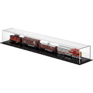Novabright Extra Long 30" Model Train Display Case, 1:87 Ho Scale Acrylic Display Case with Black Base, Dustproof Clear Showcase Box for Model Trains, Diecast Cars, Collectibles and Memorabilia, 30 x 3.9 x 3.5 inch
