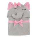 Hudson Baby Unisex Baby Cotton Animal Face Hooded Towel, Pretty Elephant, One Size