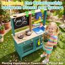 Wooden Outdoor Mud Kitchen for Kids, Pretend Play Kitchen Playset with Removable Sink, Faucet, Stove Top, Planting Area & Cooking Accessories, Toddler Gift for Boys Girls Ages 3+ (Green)