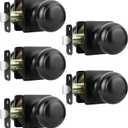 goldenwarm Matte Black Passage Door Knob - Stylish Interior Closet Door Handle for Hallway & Closet Doors, Adjustable Latch, Easy Installation, 5 Pack