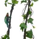 BNOSDM Reptile Climbing Branch Flexible Bend-A-Branch Jungle Vines Terrarium Plant Decoration with Suction Cup for Crested Gecko Chameleon Gecko Snake Tree Frog 2PCS (Green)