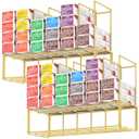 Hair Color Organizer for Salon - 2 PCS Metal Hair dye Tube Racks Storage Wall Mounted Cabinet (Gold)