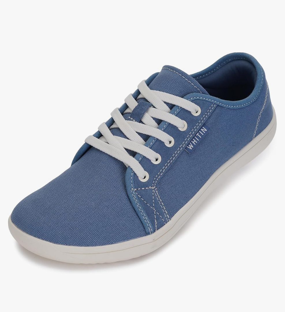 WHITIN Women's Canvas/Leather Barefoot Shoes | Wide Width Minimalist Sneakers | Classic Fit Low Top,39
