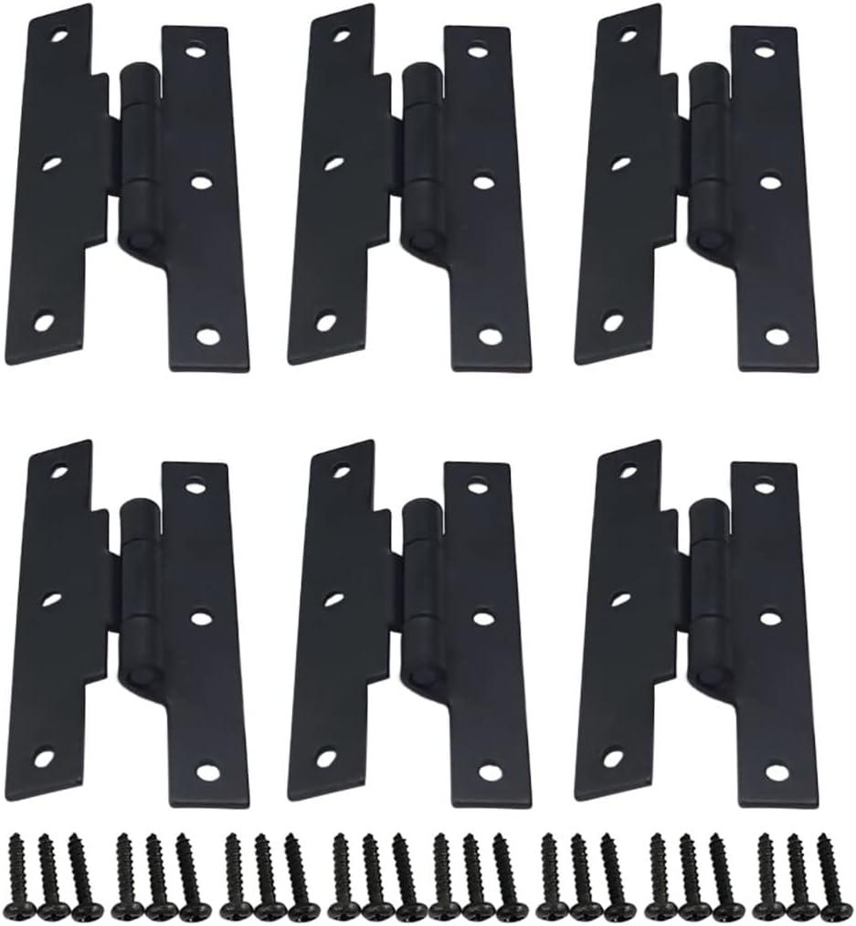 QCAA Black Steel Hinge Offset for Cabinet Door, 3/8", Matte Black, 6 Pack, Made in Taiwan