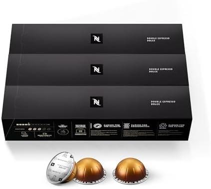 Nespresso Capsules Vertuo, Double Espresso Dolce, 50-Count Espresso Pods, Brews 2.7 oz.