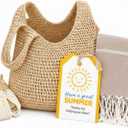 Hahafelt 2 Pcs End of Year Teacher Appreciation Gifts Crochet Tote Bag and Turkish Beach Towel for Women Teacher Summer Vacation Gift Beach Mesh Tote Bag Aesthetic Boho Pool Towel Travel Essentials