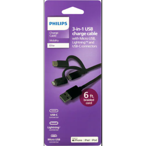 Philips 3-in-1 USB Charge Cable, 6 ft 
