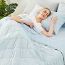 Cozy Bliss Cooling Throw Blanket for Hot Sleepers 50"x70", Q-Max 0.45 Cooling Comfort, Cold Blankets for Night Sweats Sleeping, Ultra-Cool Lightweight Breathable Summer Blanket for Couch Bed, Blue