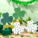 5 Pcs St. Patrick's Day Decorations Rustic Shamrock Wooden Sign Farmhouse Clover Wood Block Table Centerpiece Irish Tiered Tray Decor for Saint Patty's Day Home Office
