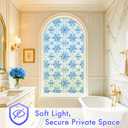 SOMWISE Frosted Glass Window Privacy Film with Tools, Heat Blocking, Anti-UV, Anti-Glare, Static Cling, Decor for Home Bathroom Door, Renter Friendly, Removable, Reusable, Blue 35Inchx157Inch