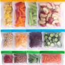 Greenzla Reusable Food Storage Bags - 12 Pack BPA-Free, Extra Thick, Leakproof Freezer & Lunch Carriers; 4 Gallon, Sandwich & Snack Options - Reusable Lunch Bags (Colorful)