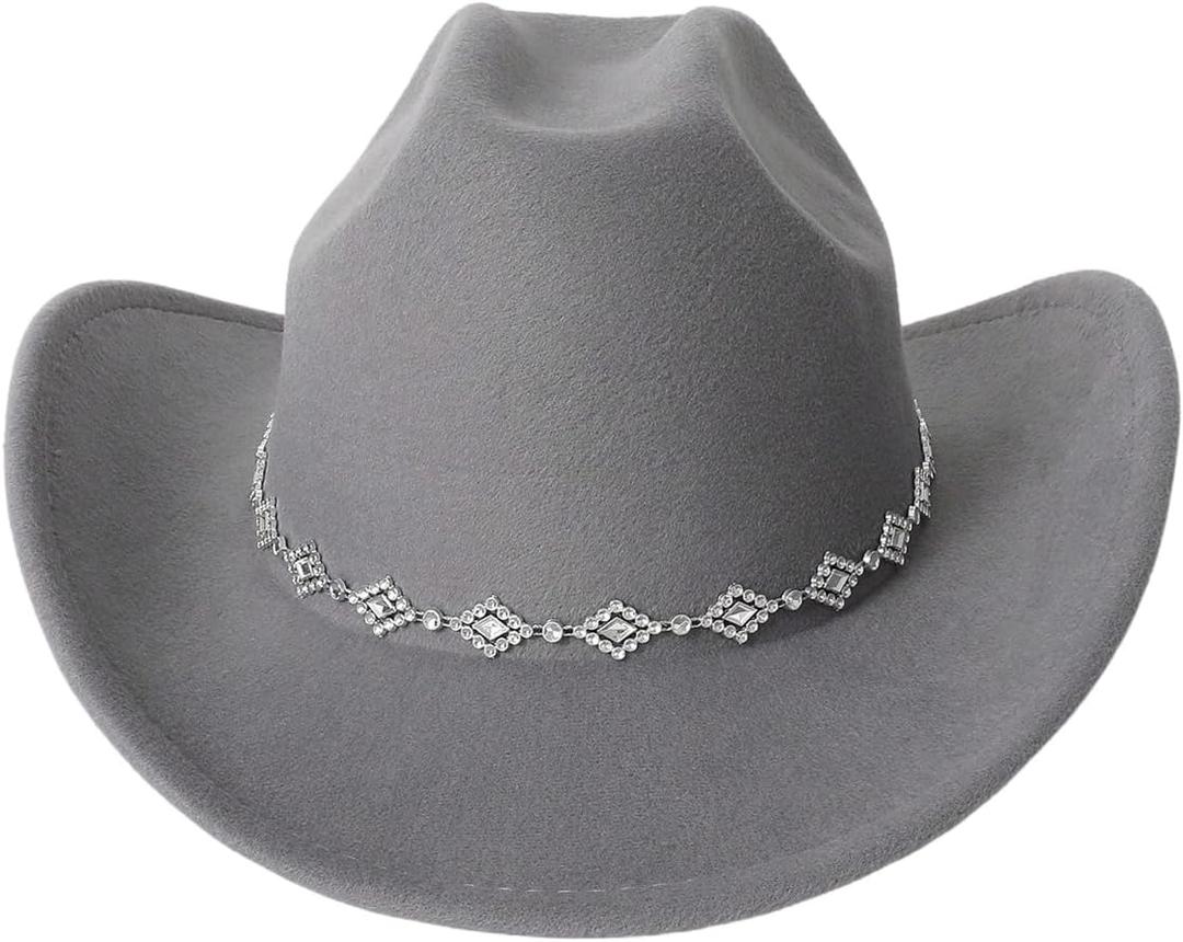 Verdusa Women's Western Cowboy Hat Rhinestone Wide Brim 2026 Cowgirl Hat
