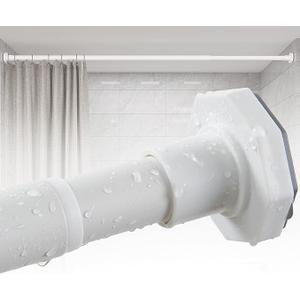 ALLZONE Tension Shower Curtain Rods No Drilling, 29 to 85 Inch, Spring Tension Curtain Rods for Windows, Adjustable Shower Rod for Bathroom, Heavy Duty Tension Rods Fits Various Wall Types, White