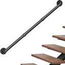 Abiglifty 4FT Pipe Handrail, Hand Rails for Indoor Stairs, Stair Railing Indoor, Grab Bars for Wall, Outdoor Handrails for Exterior Steps, Elderly Safety Handle for Stairs Porch Bathroom (Black,129cm)