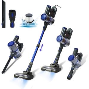 600W Corded Stick Vacuum Cleaner with LED Headlights, 17000Pa Corded Handheld Stick Vacuum Cleaner, 6-in-1 Versatile Powerful, Ideal for Hardwood Floor, Car Cleaning, Blue