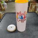 24oz Tumbler with Bamboo Lid Double Wall White