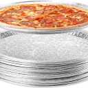 Jenatripom 25 Pack Serving Platters, 12” Disposable Aluminium Foil Serving Trays for Party & Buffet, Silver Embossed Foil Serving Dishes/Plates for Vegetable, Fruit, Cake, Cookies