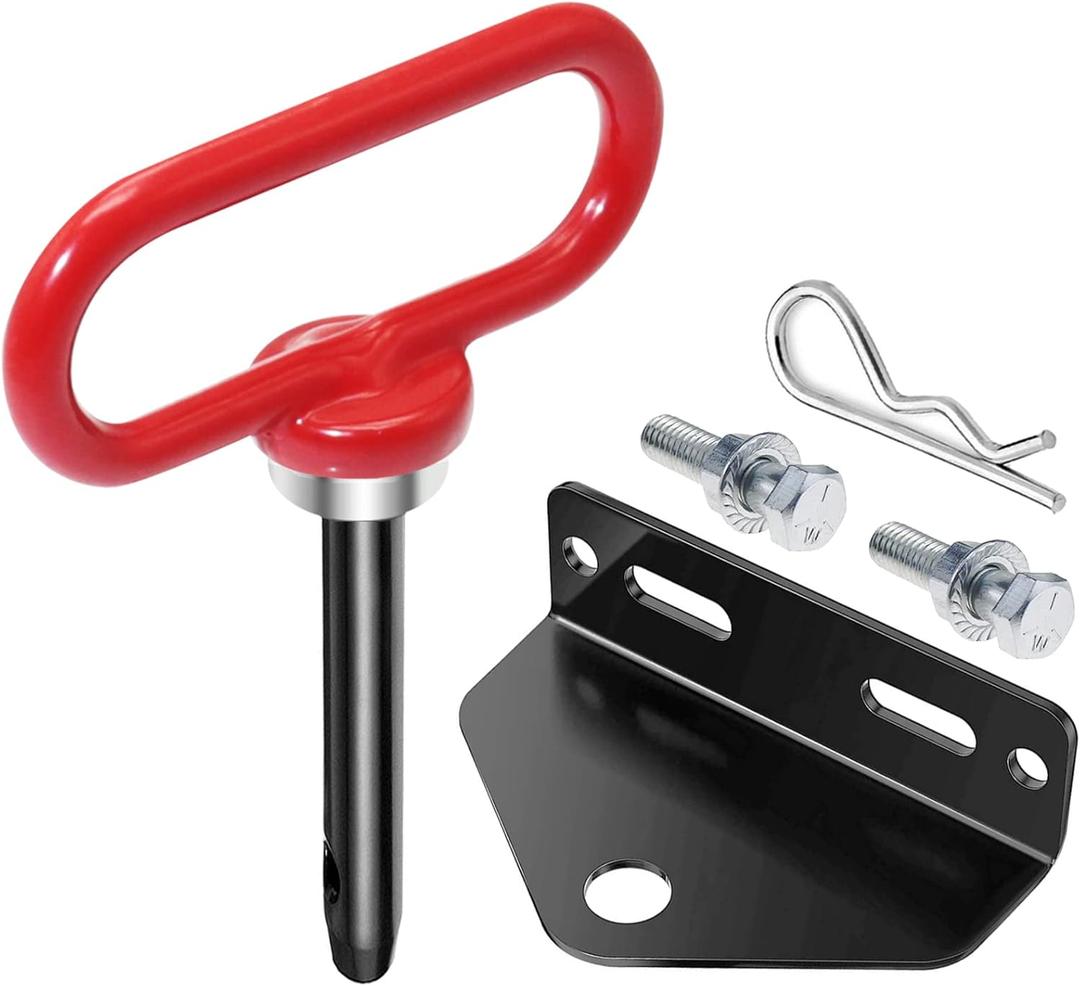 Universal Heavy Duty Zero Turn Mower Trailer Hitch and Strong Neodymium Magnetic Lawn Mower Trailer Hitch Pin with 2 Bolts -1/2'' R-Clip (Combo Pack, RedBlack)