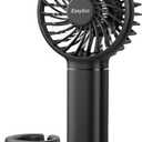 EasyAcc Mini Portable Handheld Fan, 3 Speed USB C Rechargeable Battery Operated 3350 mAh Mini Pocket Personal Lash Fan with Lanyard Base for Kids Girls Women Travel Indoor Outdoor Black