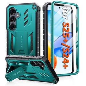 FNTCASE for Samsung Galaxy S25-Plus Case: for Samsung S24-Plus Case Military Grade Drop Proof Protection Mobile Cover with Kickstand | Matte Rugged Shockproof Protective Sturdy Phone Case (Green)