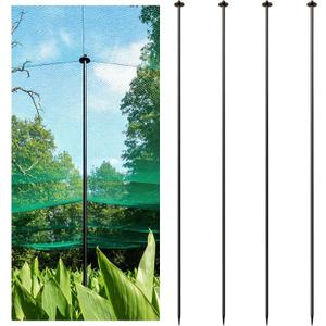 72 Inch Garden Stake Netting Support, 4PCS Heavy Duty & Rust Proof Powder Coated Steel Plant Stakes for Garden Fencing, Plant & Crop Protection from Wildlife