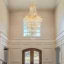 High Ceiling Chandelier 13-Light Gold Modern Crystal Chandeliers Pendant Light Foyer Chandelier Fixtures for Staircase Entryway Hallway Living Room, Adjustable Length H40 x W22