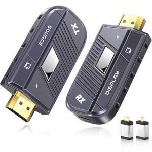 TeckyGem Wireless HDMI Transmitter and Receiver, 328FT/100M Wireless HDMI Extender [2.4/5GHz Dual-Band, Screen Rotatable] Plug & Play for Ultra HD Streaming to Monitor/Projector from Laptop/PC/TV Box