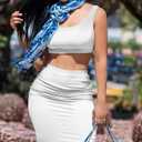 GOBLES Women's Sexy Summer Outfits Bodycon Tank Top Midi Skirt 2 Piece Dress