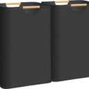 STORAGE MANIAC 2-Pack Large Laundry Hamper, 80L (21.1 Gal) Collapsible Laundry Basket with Bamboo Handles, Freestanding Waterproof Clothes Hamper for Laundry Room, Bedroom, Dorm, Towels, Toys, Black