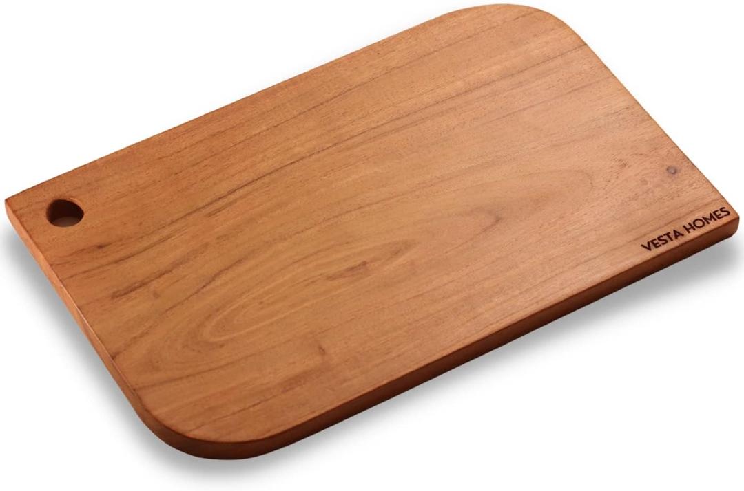 Vesta Homes Single Block Wooden Cutting/Chopping/Serving Board for Vegetables, Cheese, Charcuterie | Acacia Wood | 13 * 8.5 Inch | Handcrafted in India