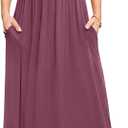 DB MOON Womens 2026 Maxi Dresses Empire Waist Long Summer Dress Casual Cap Short Sleeve Sundress with Pockets (Purple, M)