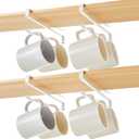 4 Pcs Coffee Mug Holder Under Cabinet, Clip-on Shelf Mug Holder Rack, Cup Organizer for Kitchen Cabinets, Coffee Cup Hanger for Bar Kitchen Utensils, Tumbler Lid, Fits Shelves up to 3/4"