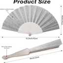 48 Pack Handheld Fan,Folding Hand Glitter fan with Shining Transparent Fan Rib Ideal for Wedding, Church, Festival, Dance, Tea Party, Club, and EDM Accessories, Silvery