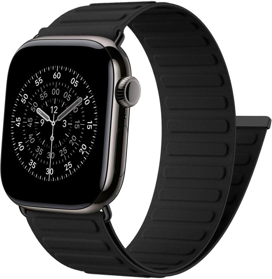 Patented Magnetic Sport Band Compatible with Apple Watch Bands for Men Women 44mm/45mm/46mm/49mm/(42mm-series 3 2 1), Nylon Sport Loop Strap