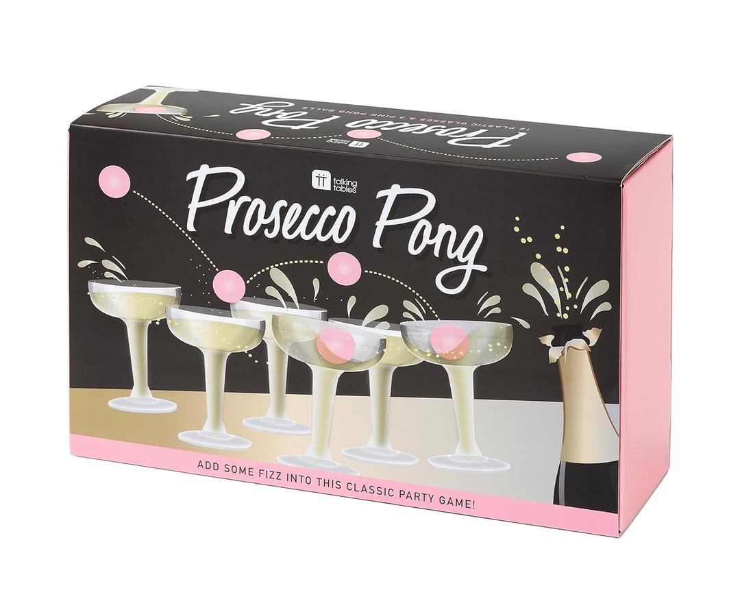 Talking Tables Prosecco Pong Drinking Party Game Includes Balls | Games for Bachelorette Party, Girls Night, Birthday, Bridal Shower, NYE, Christmas, 12 Glasses
