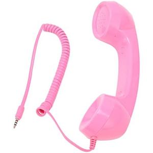 HEEPDD Vintage Retro Cell Phone Handset, Classic Pink 3.5mm Wired Receiver with Built-in Mic Speaker for Smartphones, Computers, Landlines
