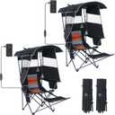 Nice C Chair with Canopy, Heated Camping Chair with Battery, Outdoor Sports Chairs with Shade, Heated Folding Umbrella Lawn Chairs, with Removable Footrest (2-Pack)