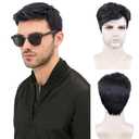 Creamily Mens Wigs Short Hair Black Curly Hair Wig for Men's Halloween Costume Wig Realistic Synthetic Cosplay Wigs for Boy Male