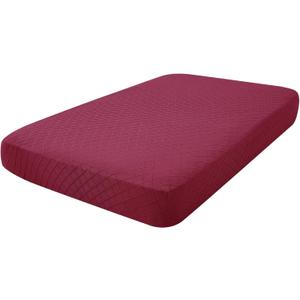 hyha Outdoor Couch Cushion Covers, Sectional Couch Sofa Covers Washable, Jacquard Diamond Lattice, Stretch Sofa Seat Cushion Cover for Indoor/Outdoor Patio Furniture (1 Piece for Medium, Wine Red)