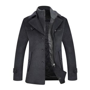 ELETOP Men's Pea Coat Winter Wool Jacket Short Trench Coat Windbreaker 1109 Grey L