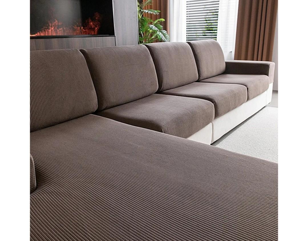 Sectional Couch Covers, Wear Resistant Stretch Sofa Covers Washable Soft Couch Cushion Covers Anti Slip Furniture Protector Sofa Slipcovers for Pets (1 Piece Back Couch Cover, Brown)