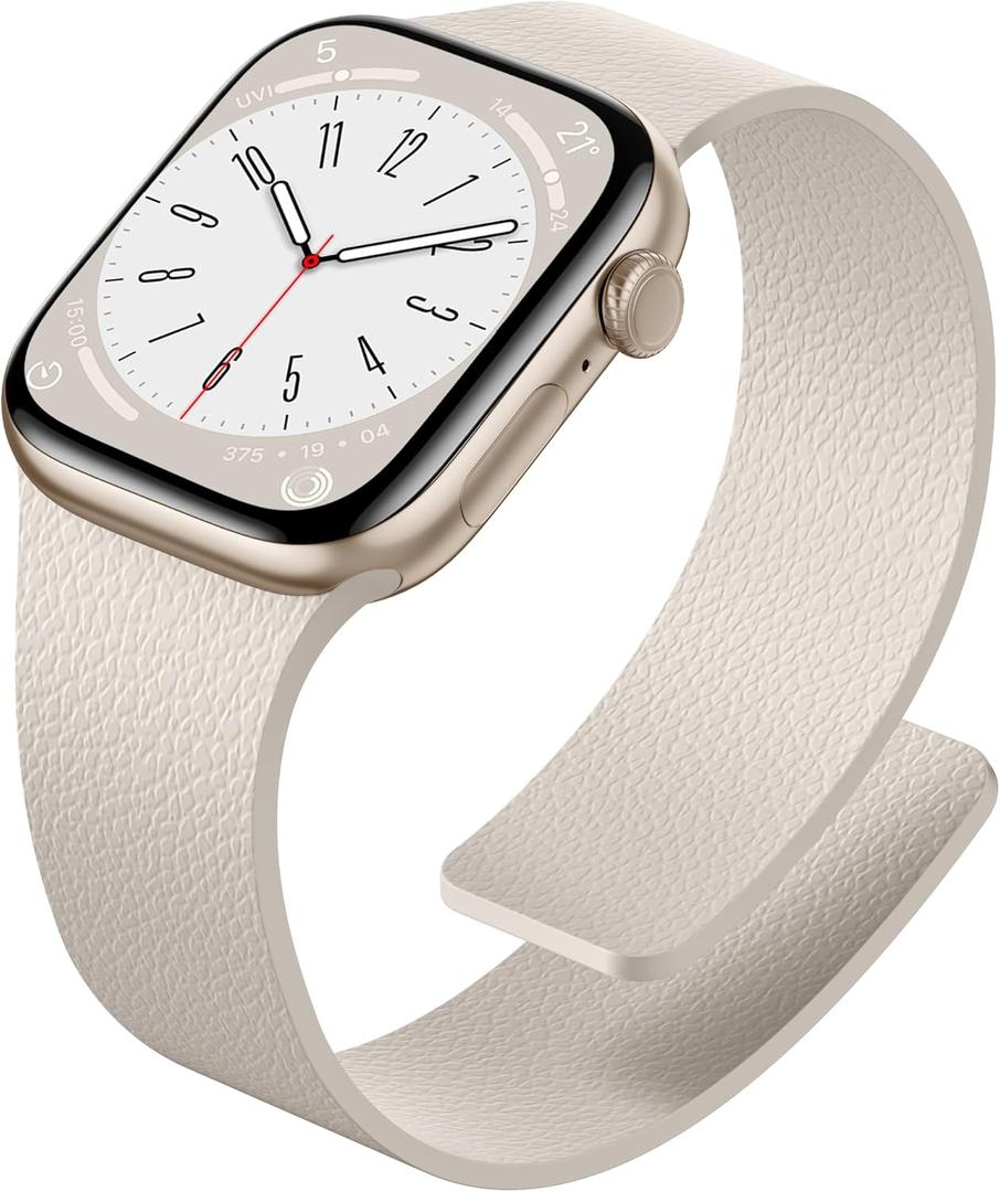 Magnetic Silicone Watch Band Compatible with Apple Watch Bands for Women, Soft Sport Strong Magnet Strap for iWatch, Size: 38mm/40mm/41mm/42mm(Series 11-10)(Starlight)