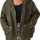 Leather Jacket Women Faux Oversized Motorcycle Bomber Coats 2025 Fall Fashion Outfits Winter Clothes Size M (Color Green)