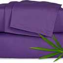 Pure Bamboo King Sheets, Genuine 100% Organic Viscose Derived from Bamboo Bed Sheet Set, Luxuriously Soft & Cooling, Double Stitching, 2 Year Quality Promise (King, Purple)