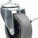 3 Inch Swivel Stem Caster Wheels with Brake Set of 4, M8-1.25 Threaded Stem Industrial Rubber Casters, Replacement for Furniture and Workbench