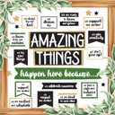Decorably 105 Pcs Cutouts Modern Farmhouse Classroom Decor Farmhouse Set with Borders, Amazing Things Happen Here Bulletin Board - School, Bulletin Boards, Classroom Walls